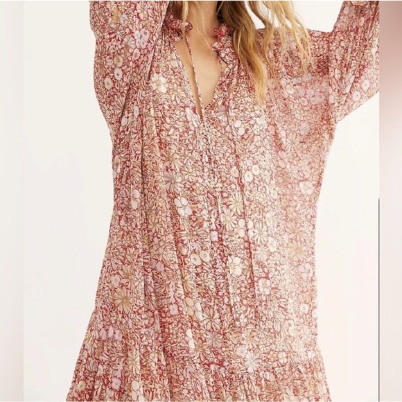 Free People Feeling Groovy  Red Maxi Dress Red (No Slip) SP - Picture 2 of 13